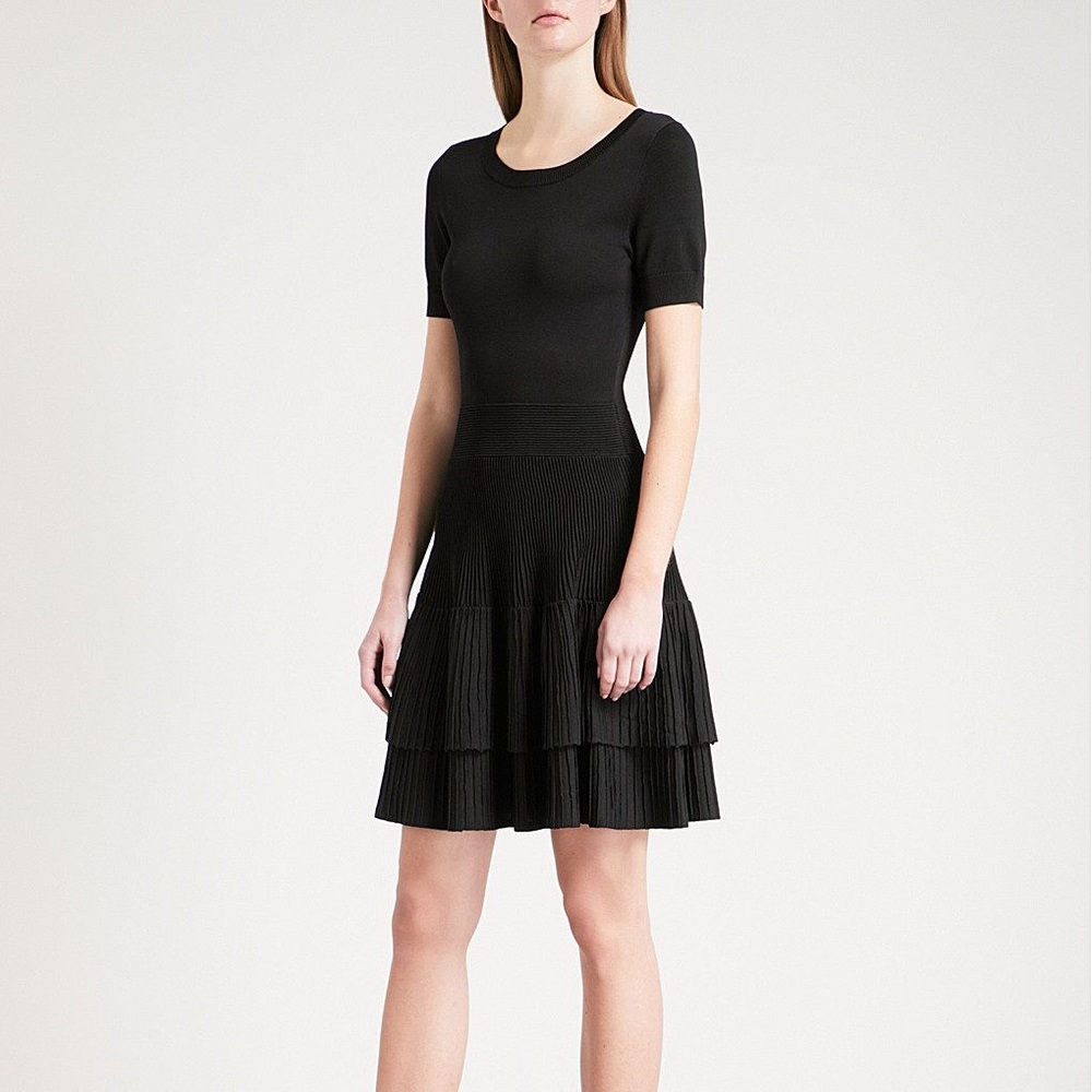 Maje raliano pleated knit skater dress